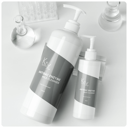 Lait Démaquillant Nettoyant Enzymatique & Antibactérien - 250 ml - Cosmétique professionnelle KRX Aesthetics Suisse